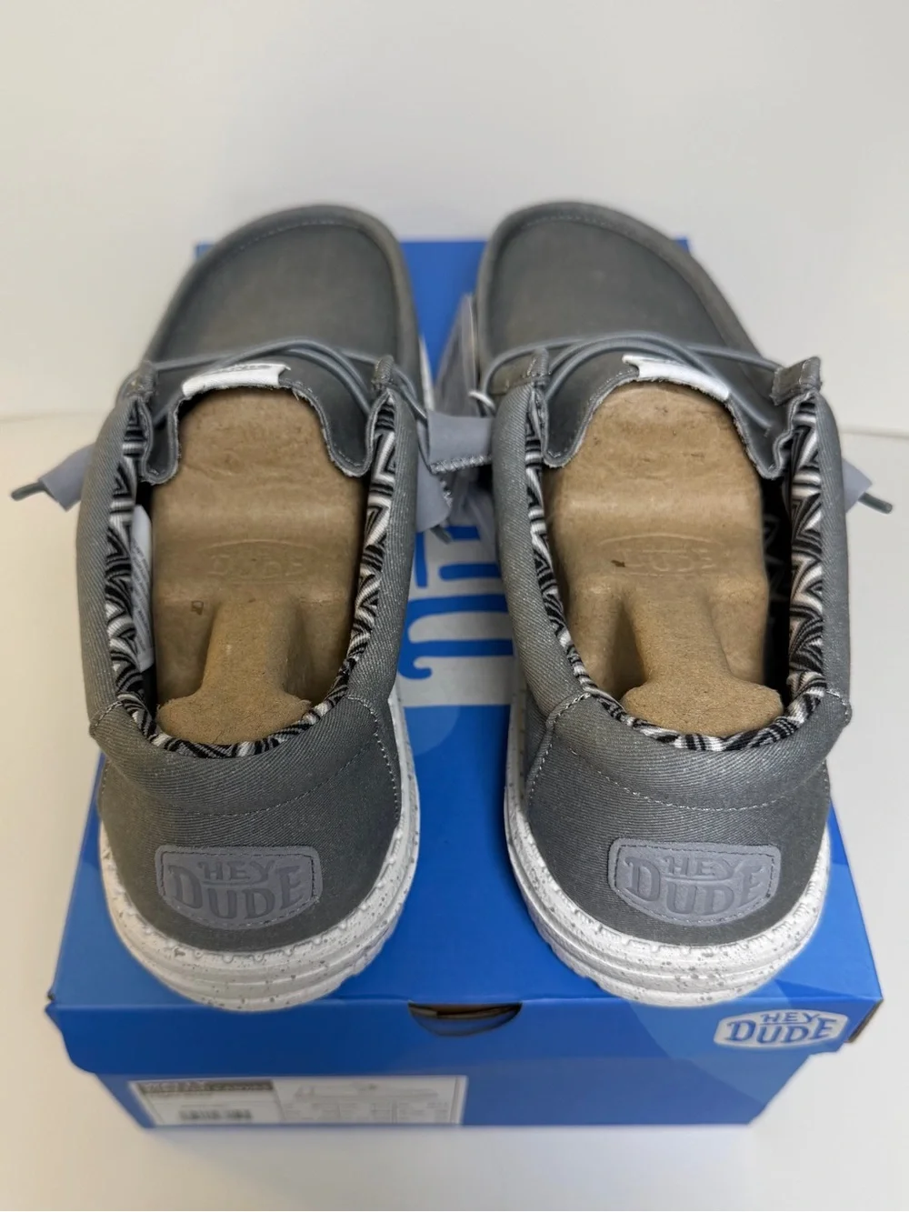 NEW Hey Dude Men's Size 11 Wally Stretch Canvas Shoes Light Grey NIB NWT